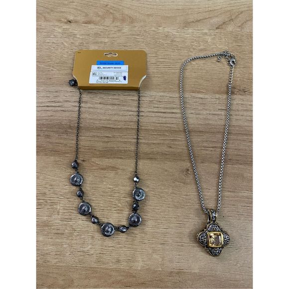 Monet NIB Black-Tone Necklace & Pendant Silver-Tone Necklace, Lot of 2 Pieces - Picture 2 of 10